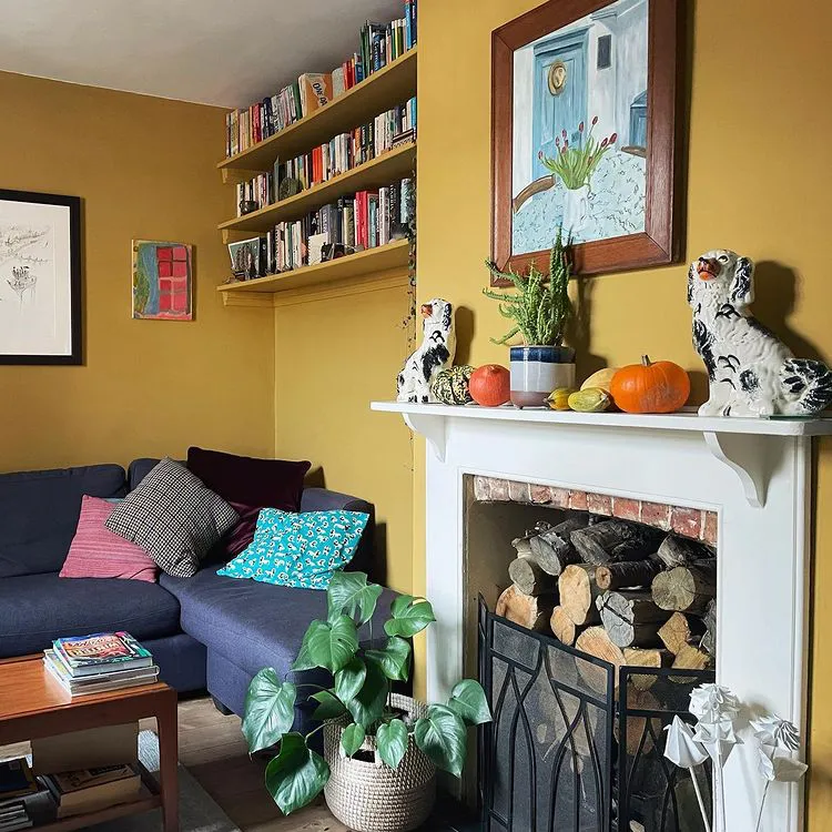 Cottage style interior with Farrow and Ball India Yellow