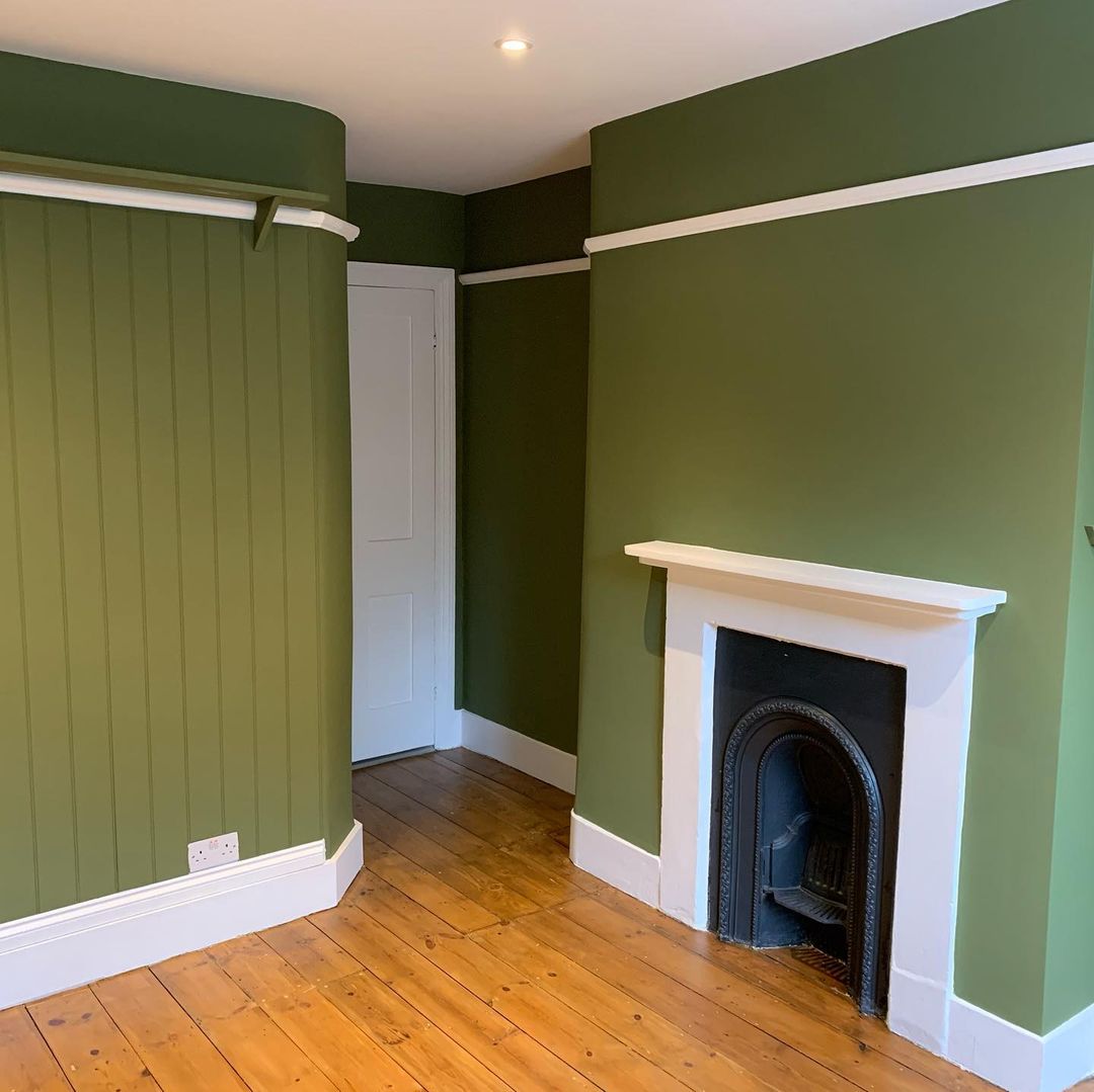 Bedroom make over with panelling and Sap Green