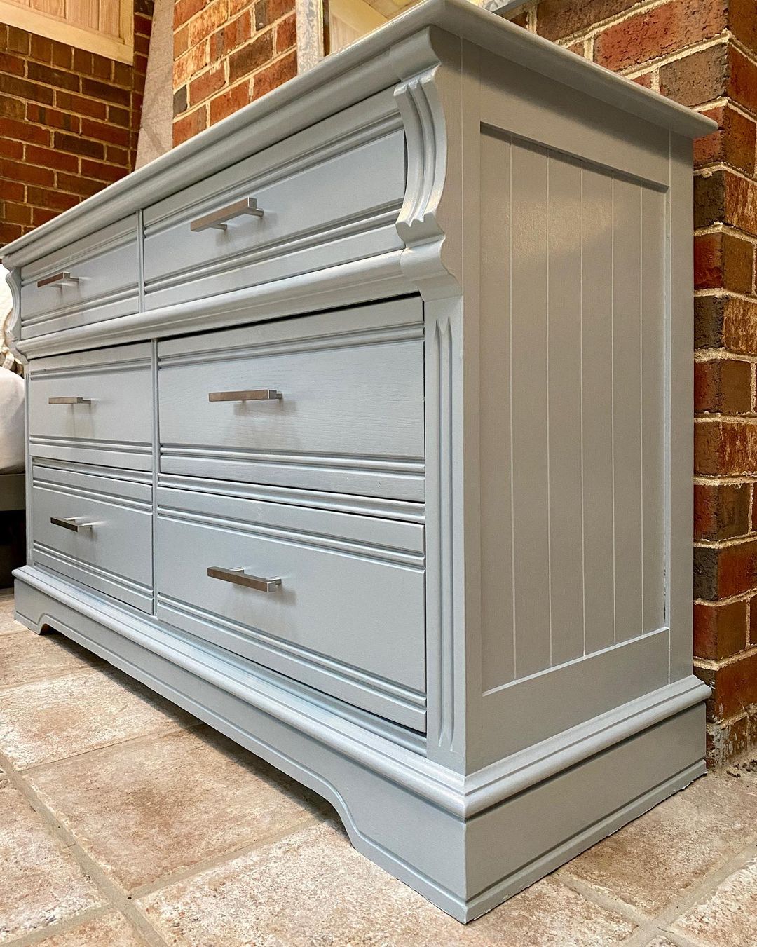 Furniture painted with Sherwin WIlliams Uncertain Gray