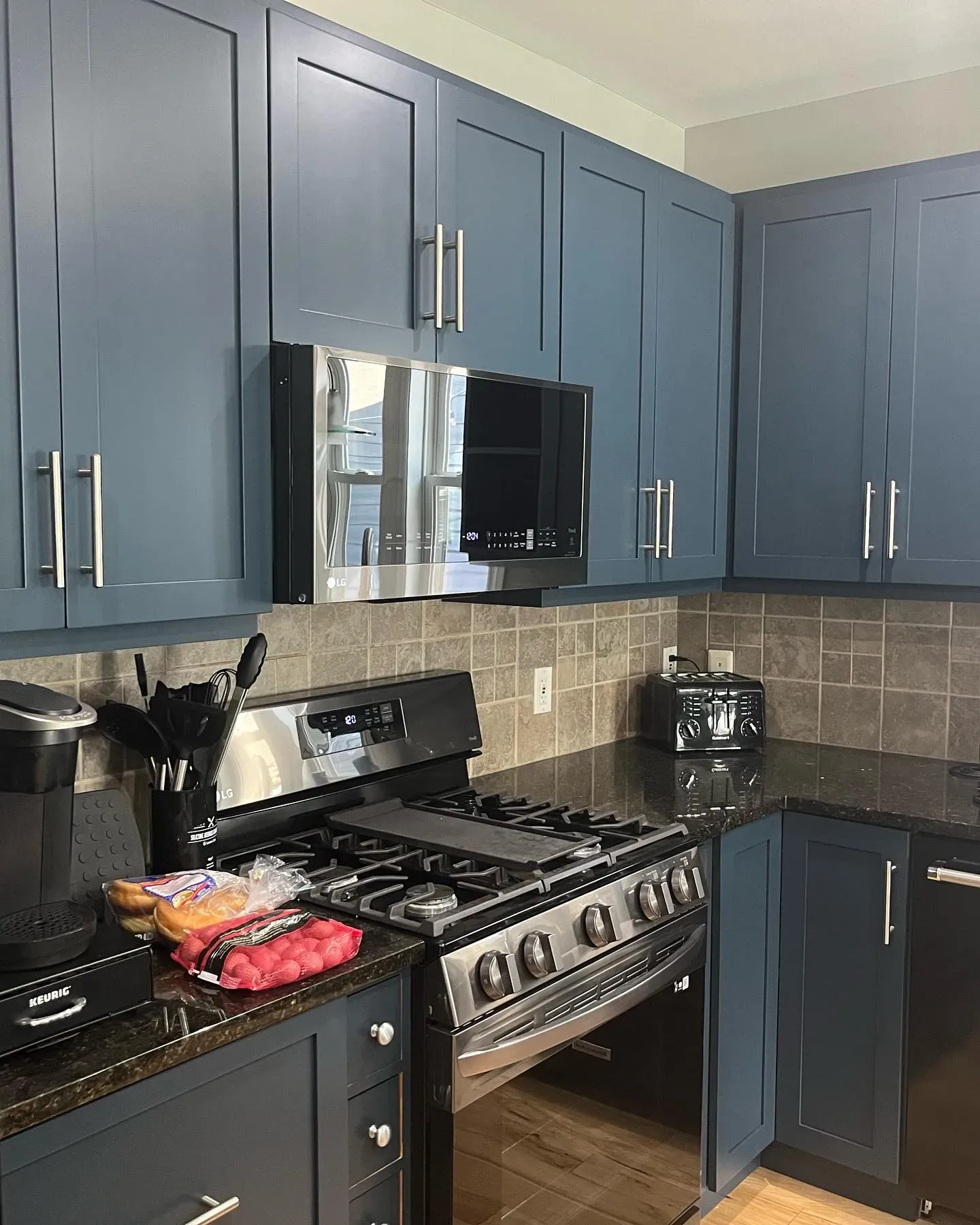 Sherwin Williams Gale Force kitchen cabinets color review