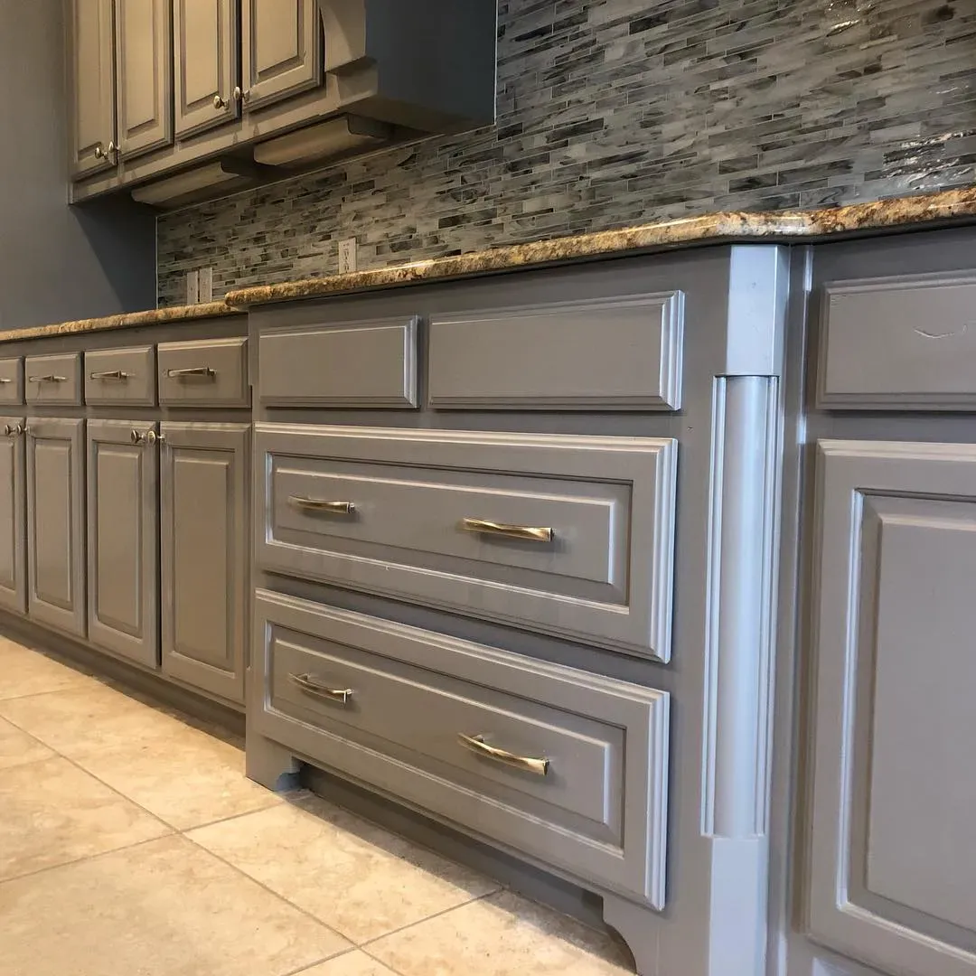 SW Gray Shingle kitchen cabinets paint