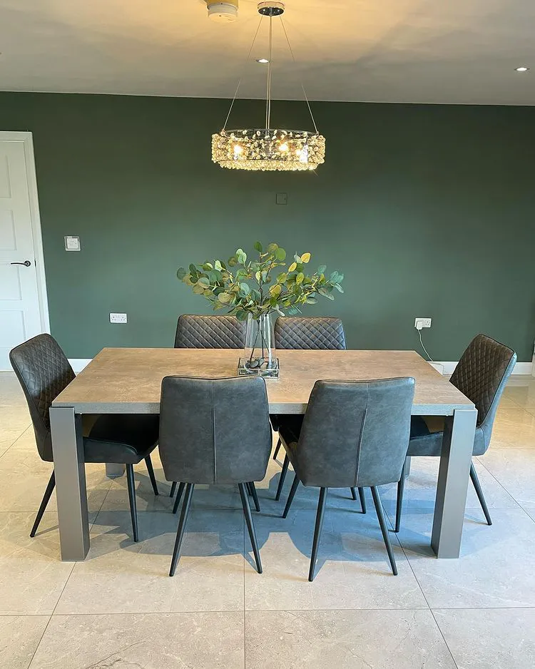 Green Smoke walls in the dining room