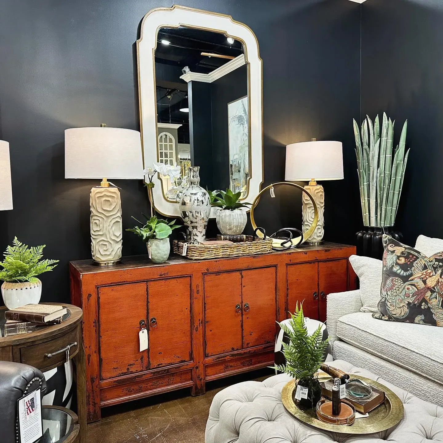 Sherwin Williams Greenblack dark living room 