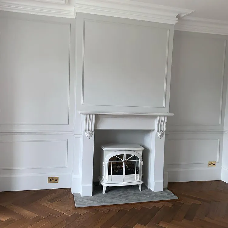 Victorian house with light walls Little Greene and moldings