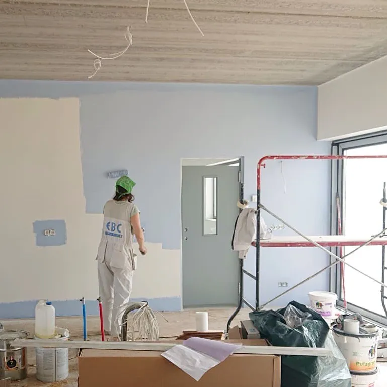 Interior with paint color Tikkurila Forget me not H353