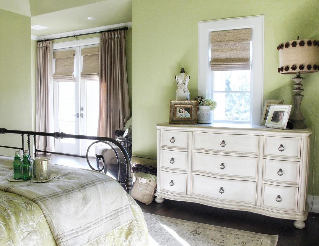 Green bedroom Sherwin Williams Hearts of Palm