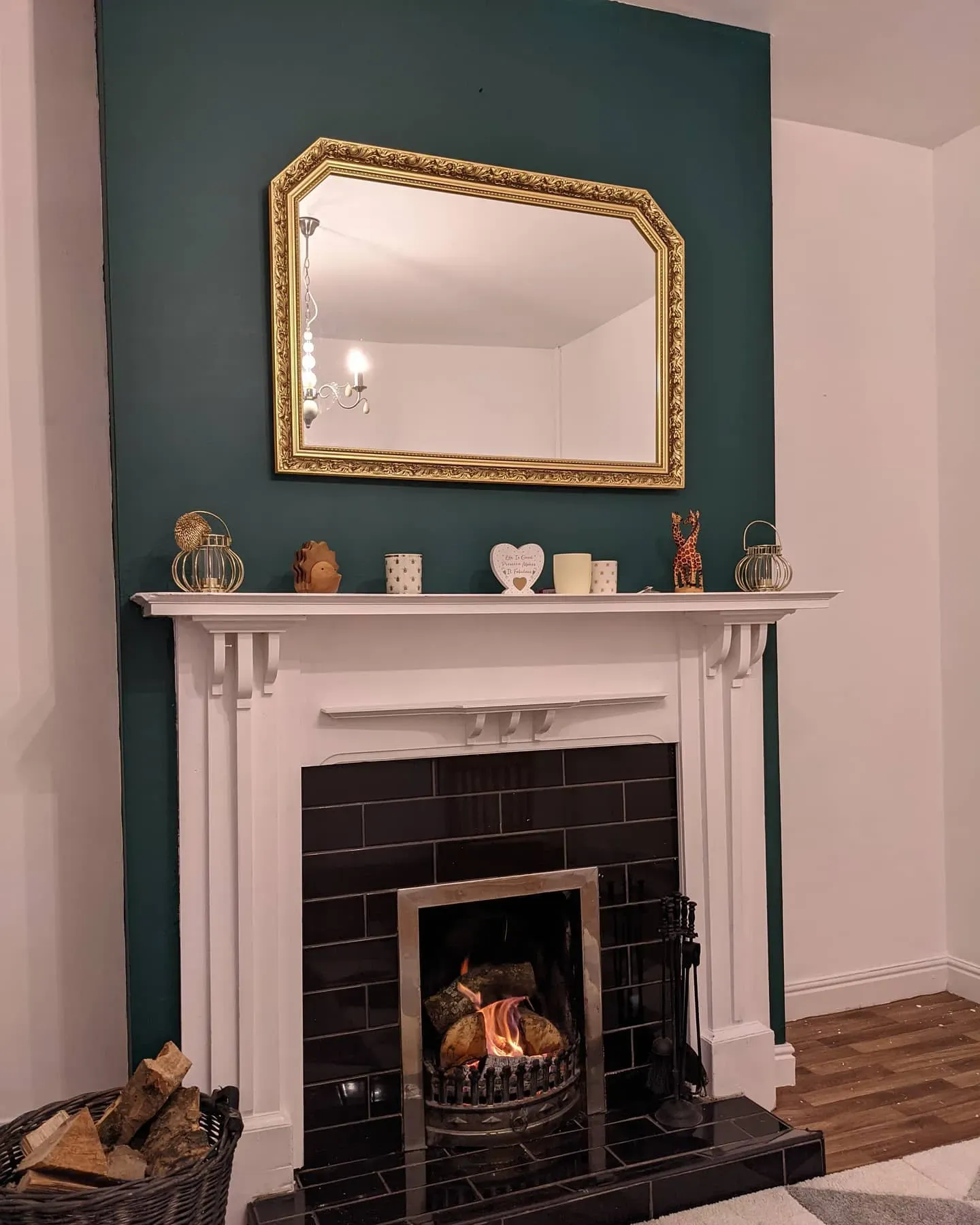 Dulux Highland Green boho living room accent wall