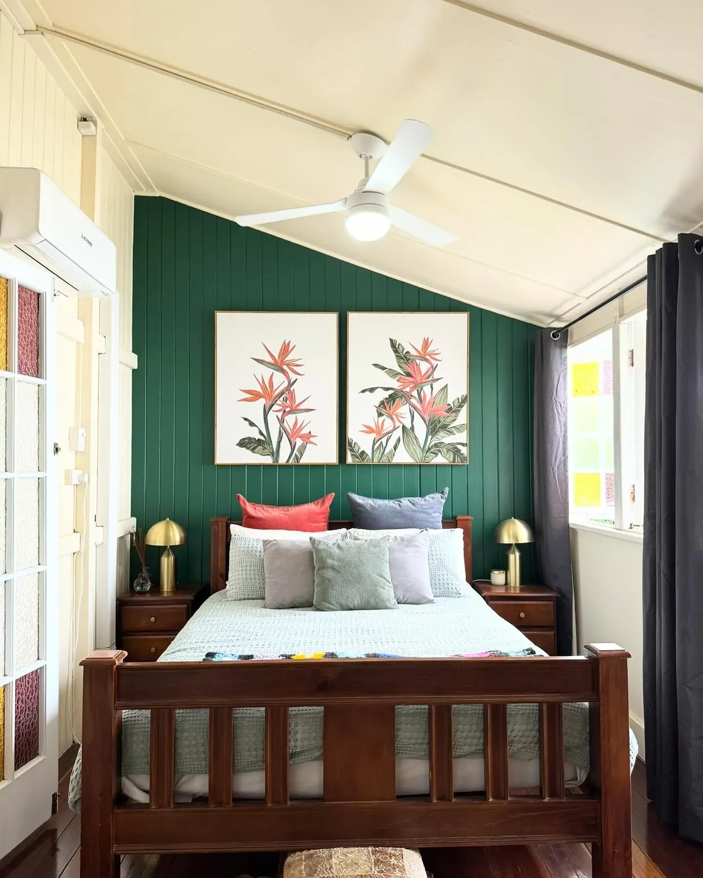 Dulux Highland Green bedroom accent wall