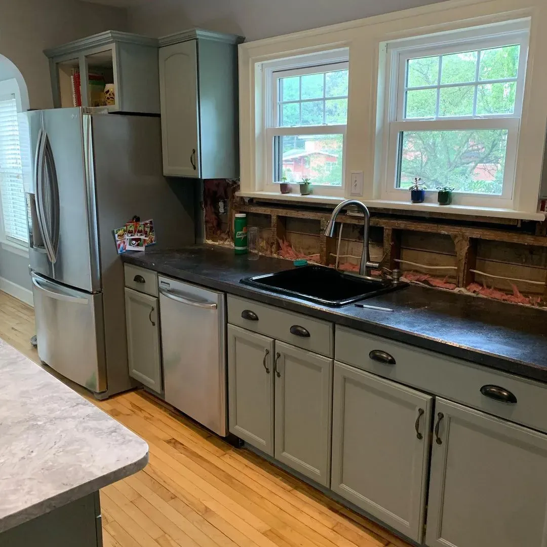Sherwin Williams Illusive Green kitchen cabinets review