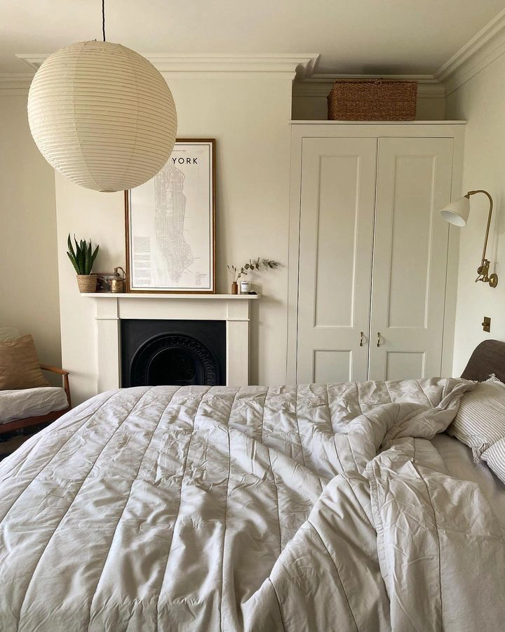 Stylish bedroom paint color James White Farrow and Ball