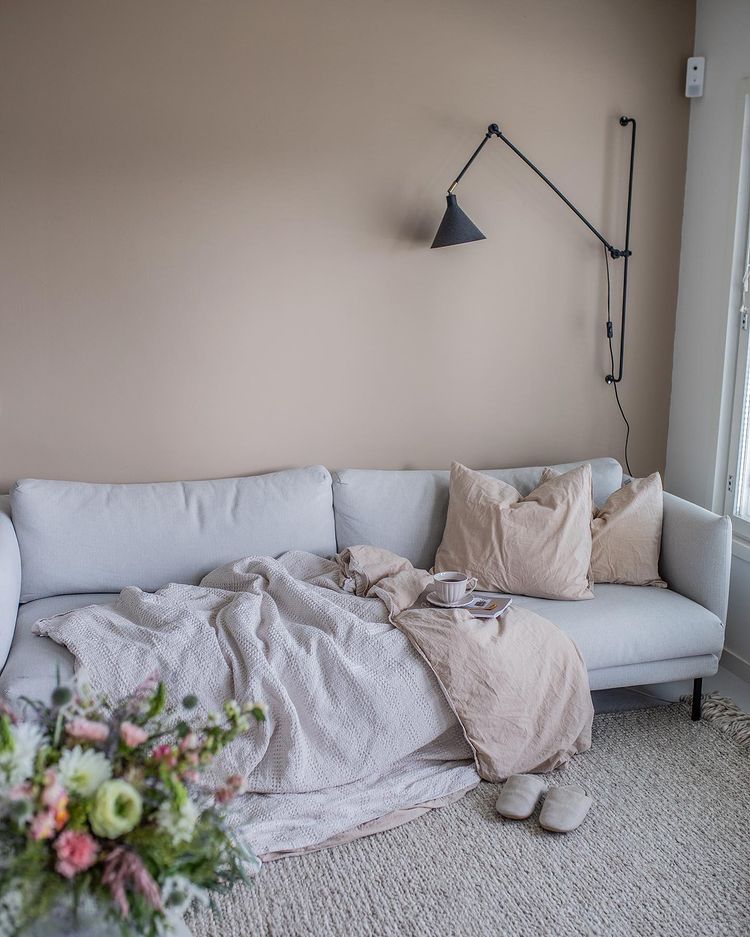 Scandinavian interior with beige wall paint V466