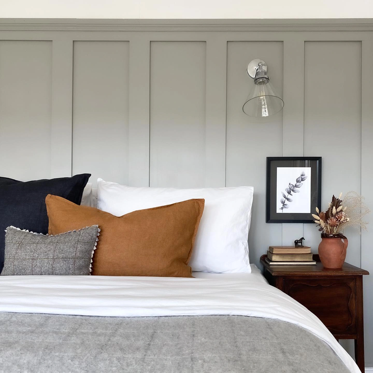 Bedroom panelling Farrow and Ball Lamp Room Gray