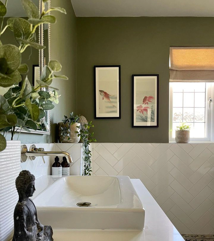 Little Greene Sage Green 80 bathroom