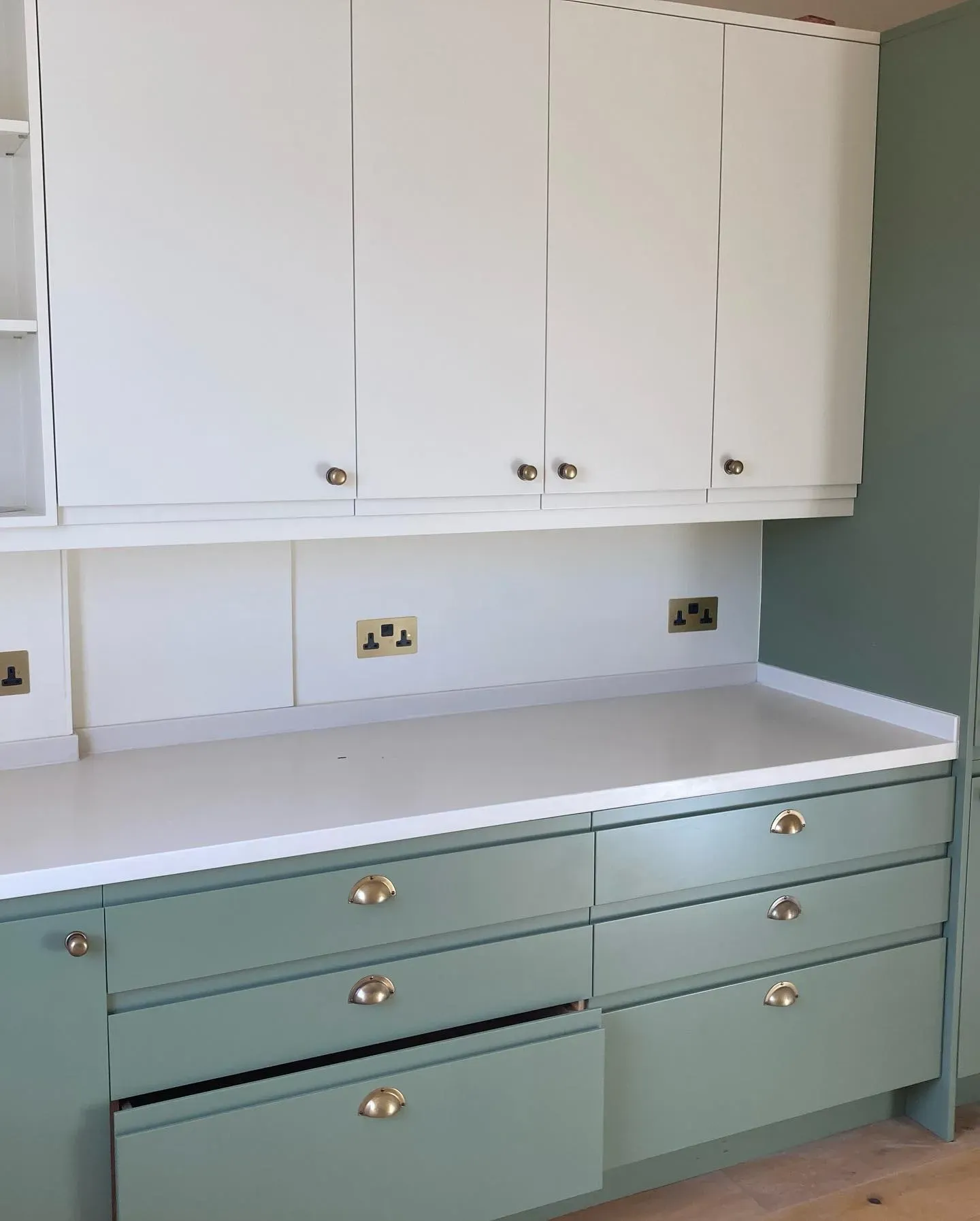 Little Greene Silent White kitchen cabinets 