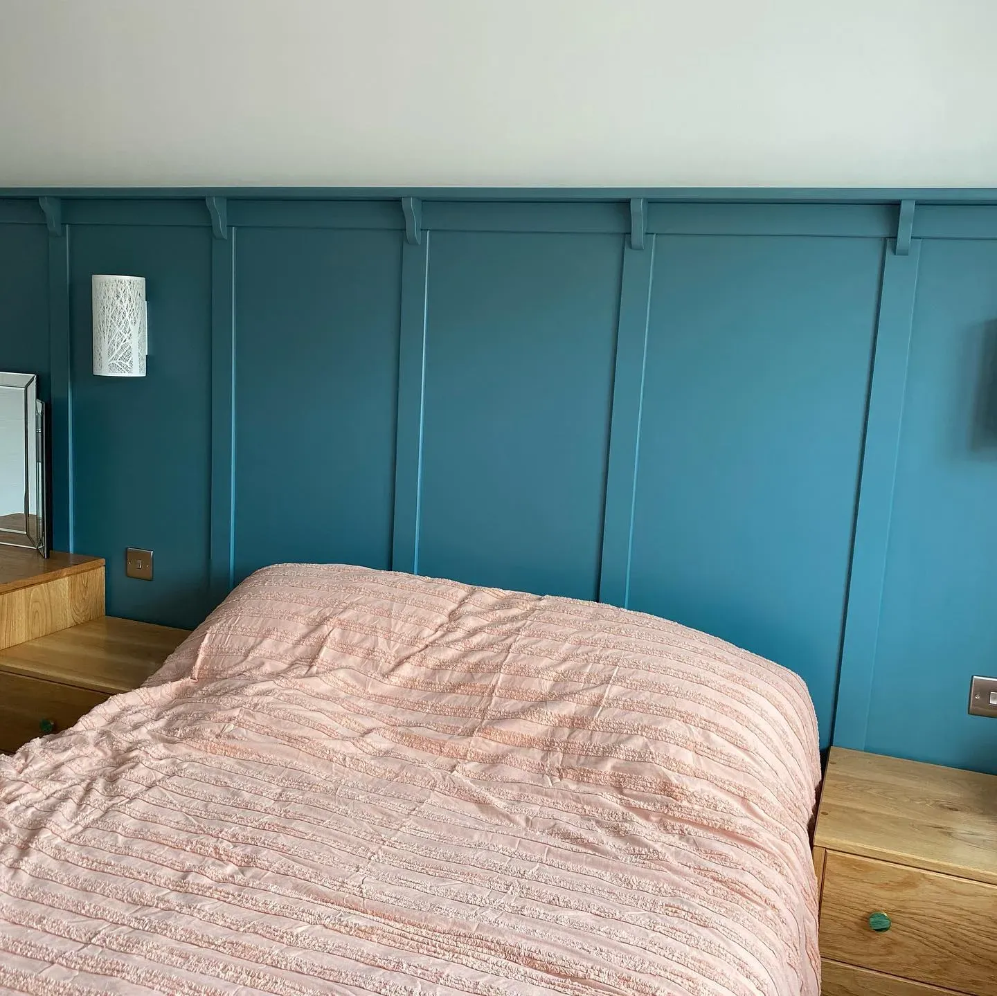 Little Greene Tea with Florence bedroom wall panelling