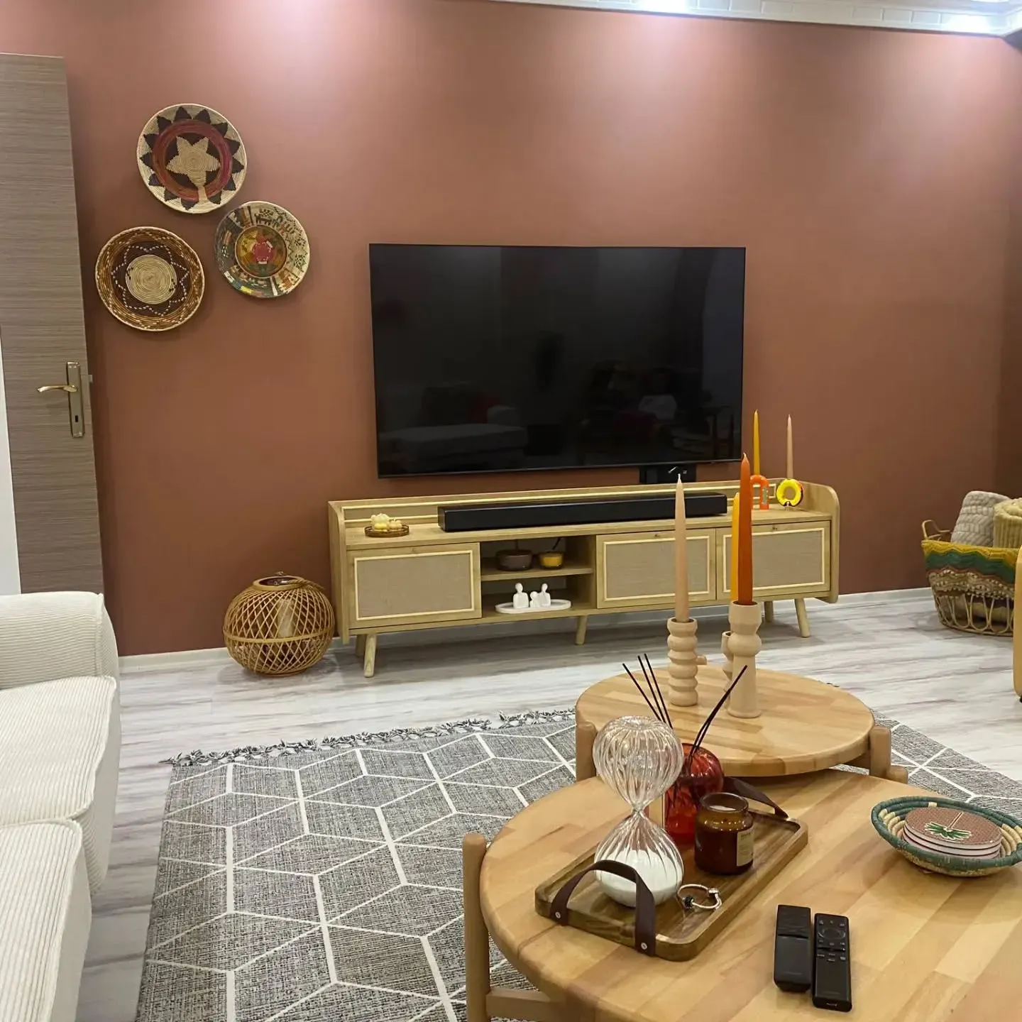 Lively Red living room accent wall