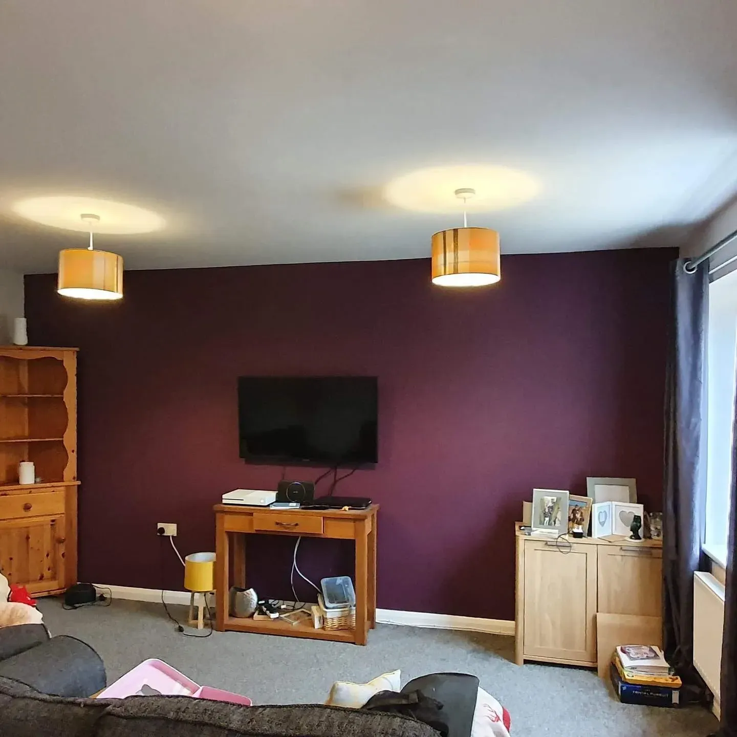Dulux Mulberry Burst living room accent wall