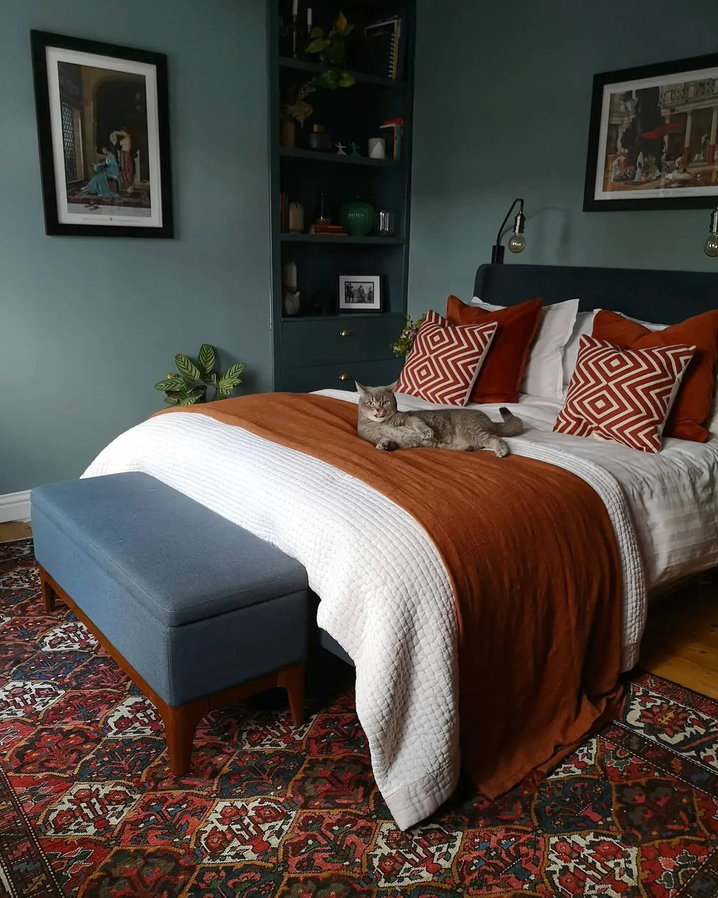 Farrow and Ball Oval Room Blue bedroom interior