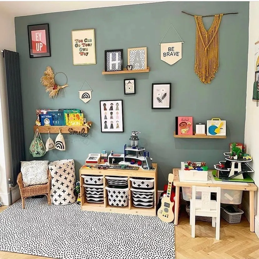 Kids scandi room with Oval Room Blue paint