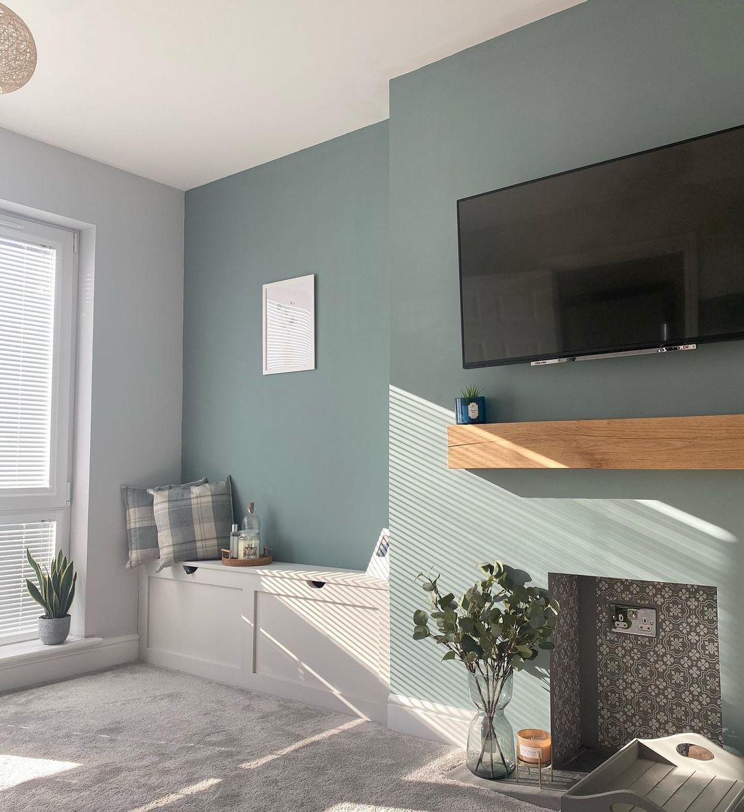 Grey living room with Farrow and Ball Oval Room Blue