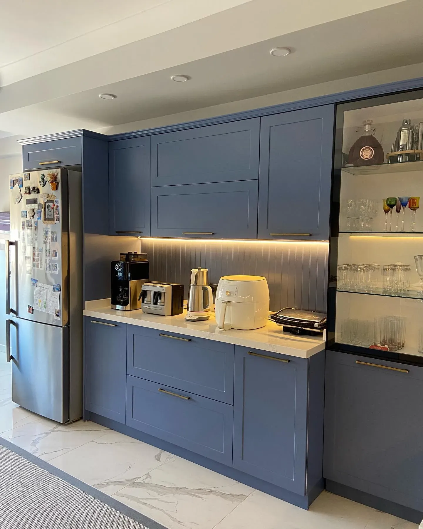 Pigeon blue kitchen cabinets color