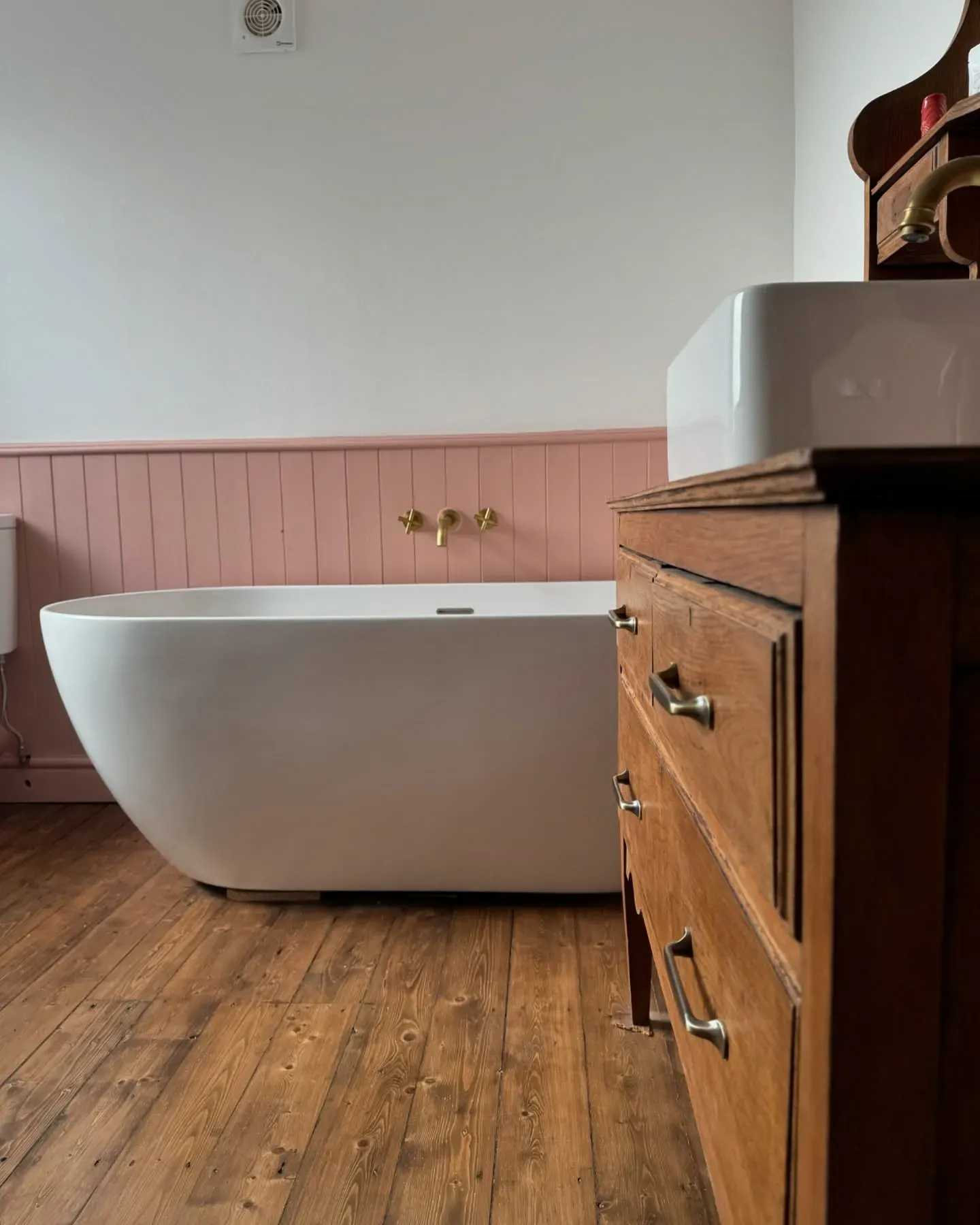 Dulux Pressed Petal bathroom wall panelling color