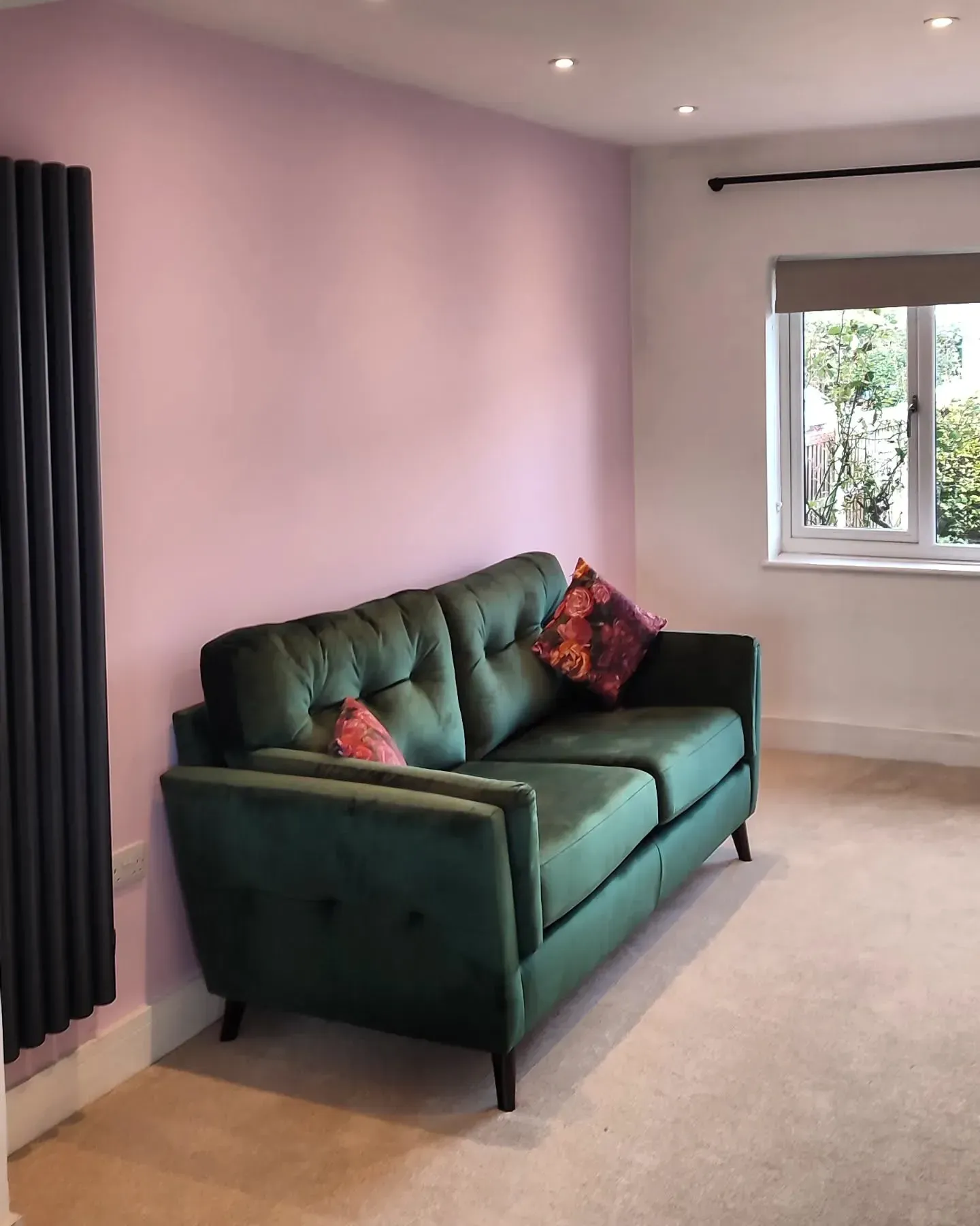 Dulux Pretty Pink living room accent wall