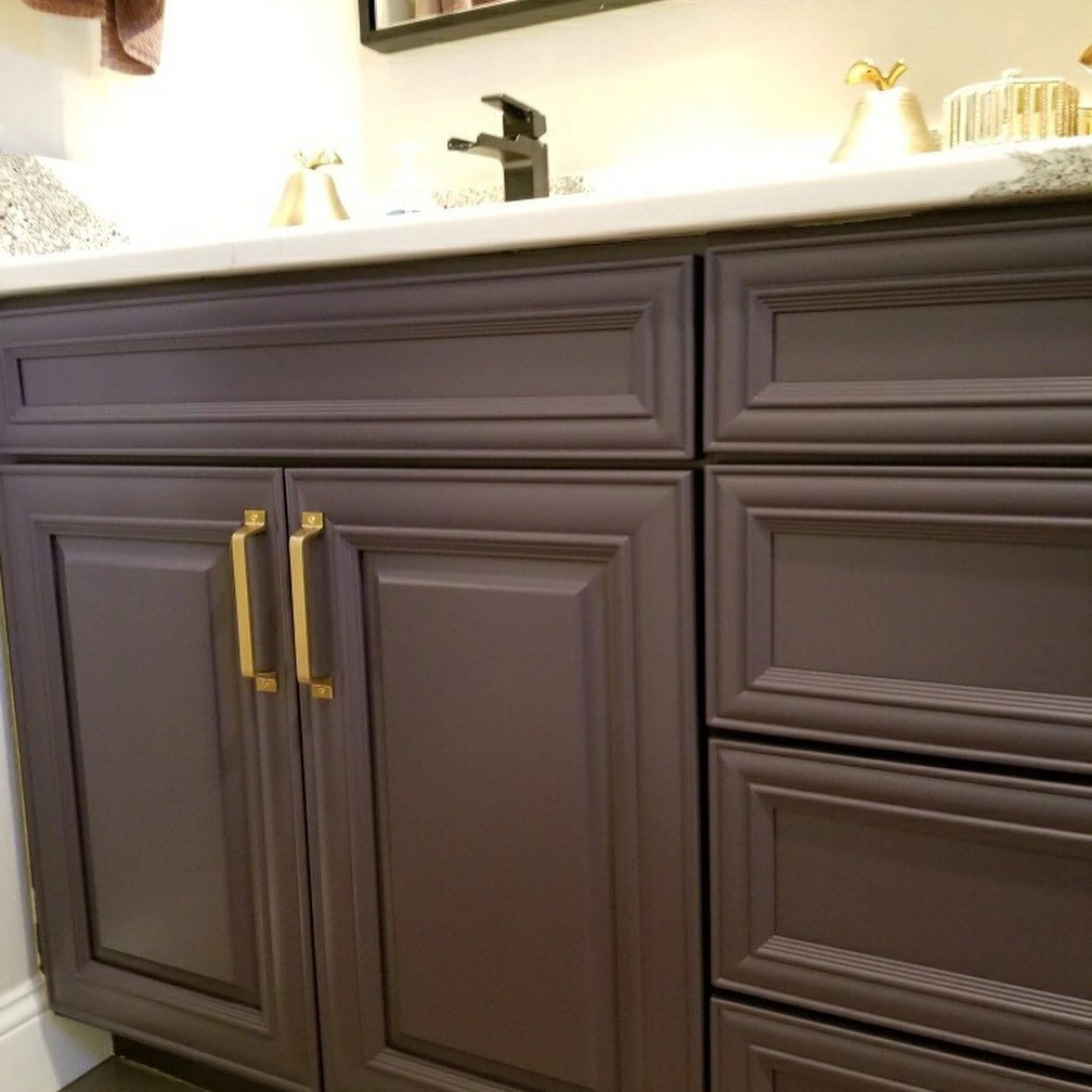 Sherwin Williams Quixotic Plum Bathroom Vanity