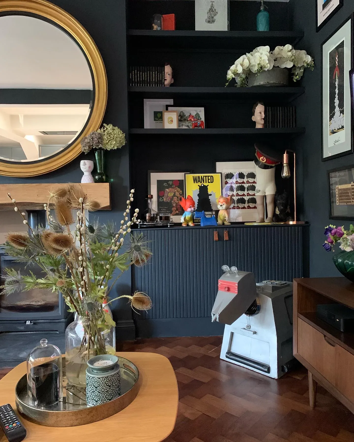 Farrow and Ball Railings eclectic living room 