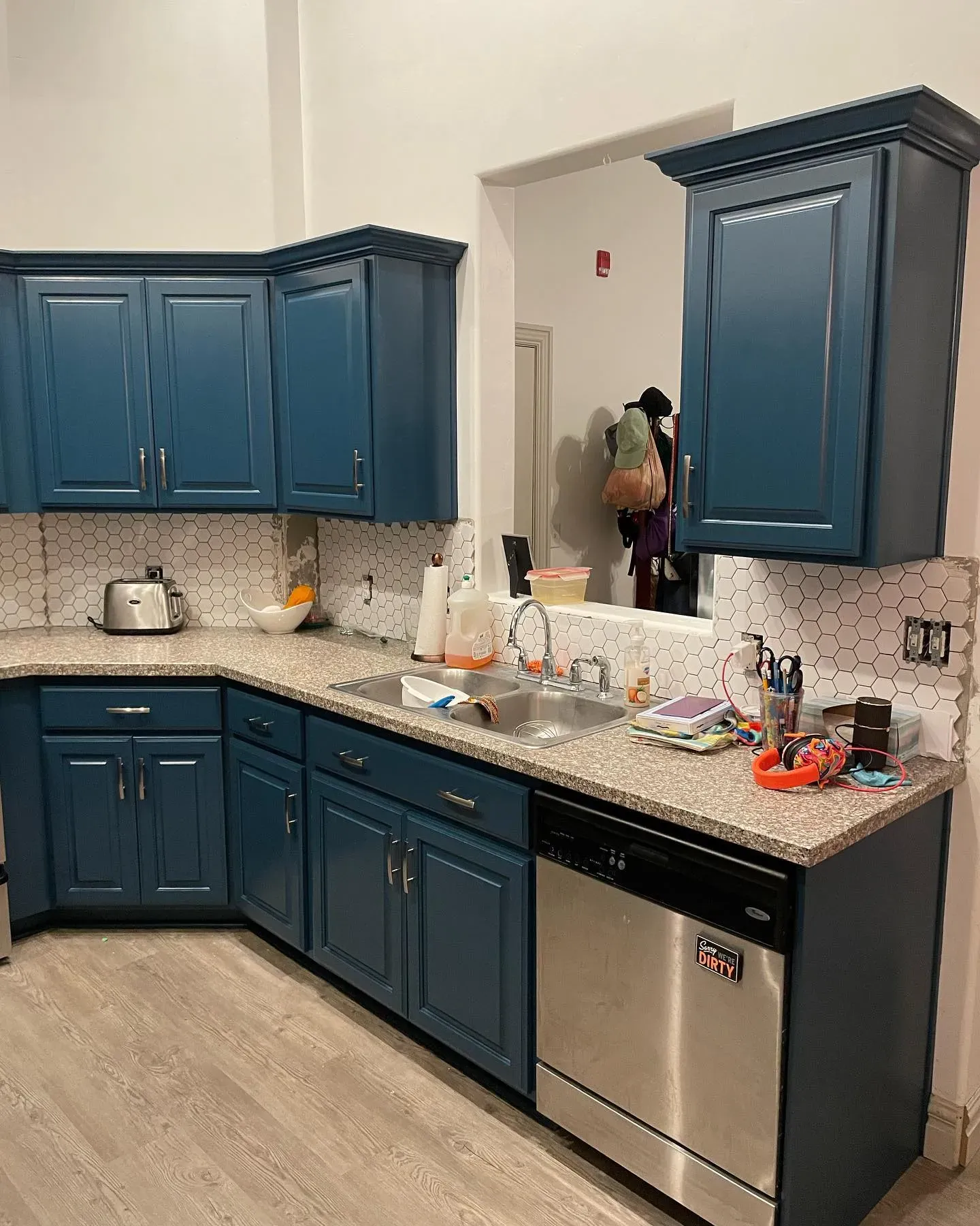 SW Rainstorm kitchen cabinets color review