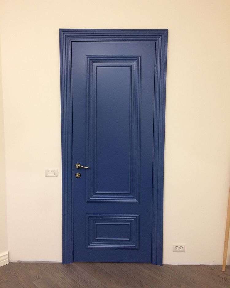 Navy blue door with moldings RAL5000 Violet blue