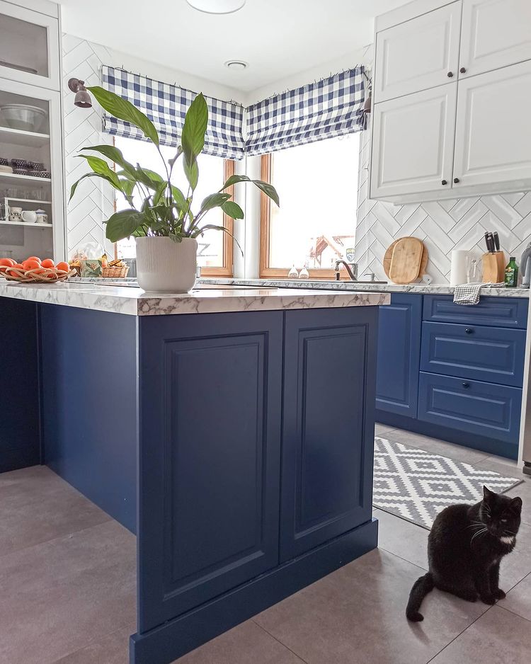 Navy blue kitchen cabinet RAL5000 Violet blue