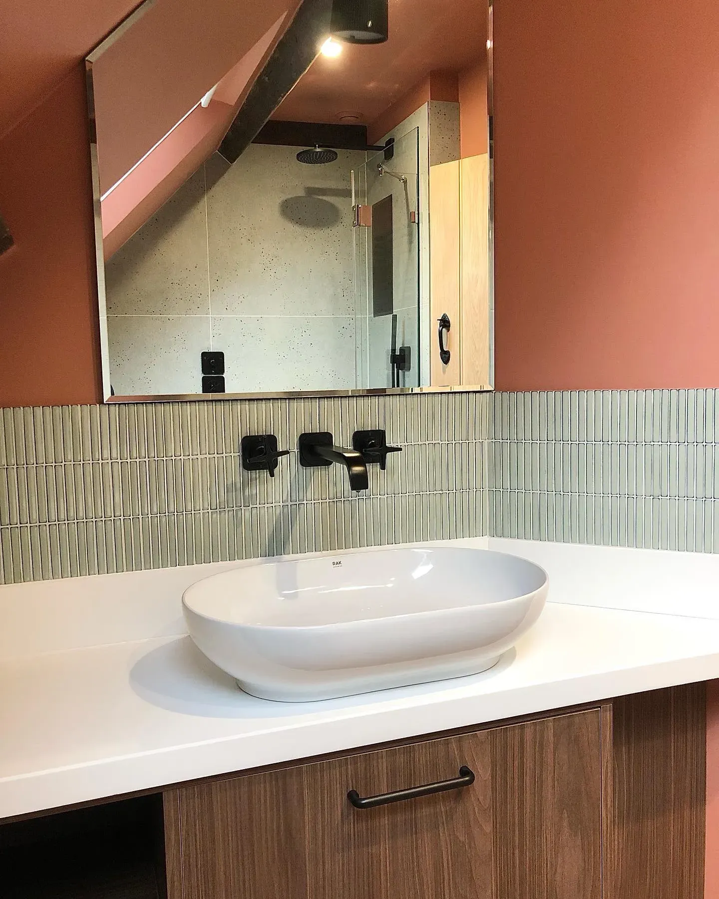 Farrow and Ball Red Earth bathroom interior