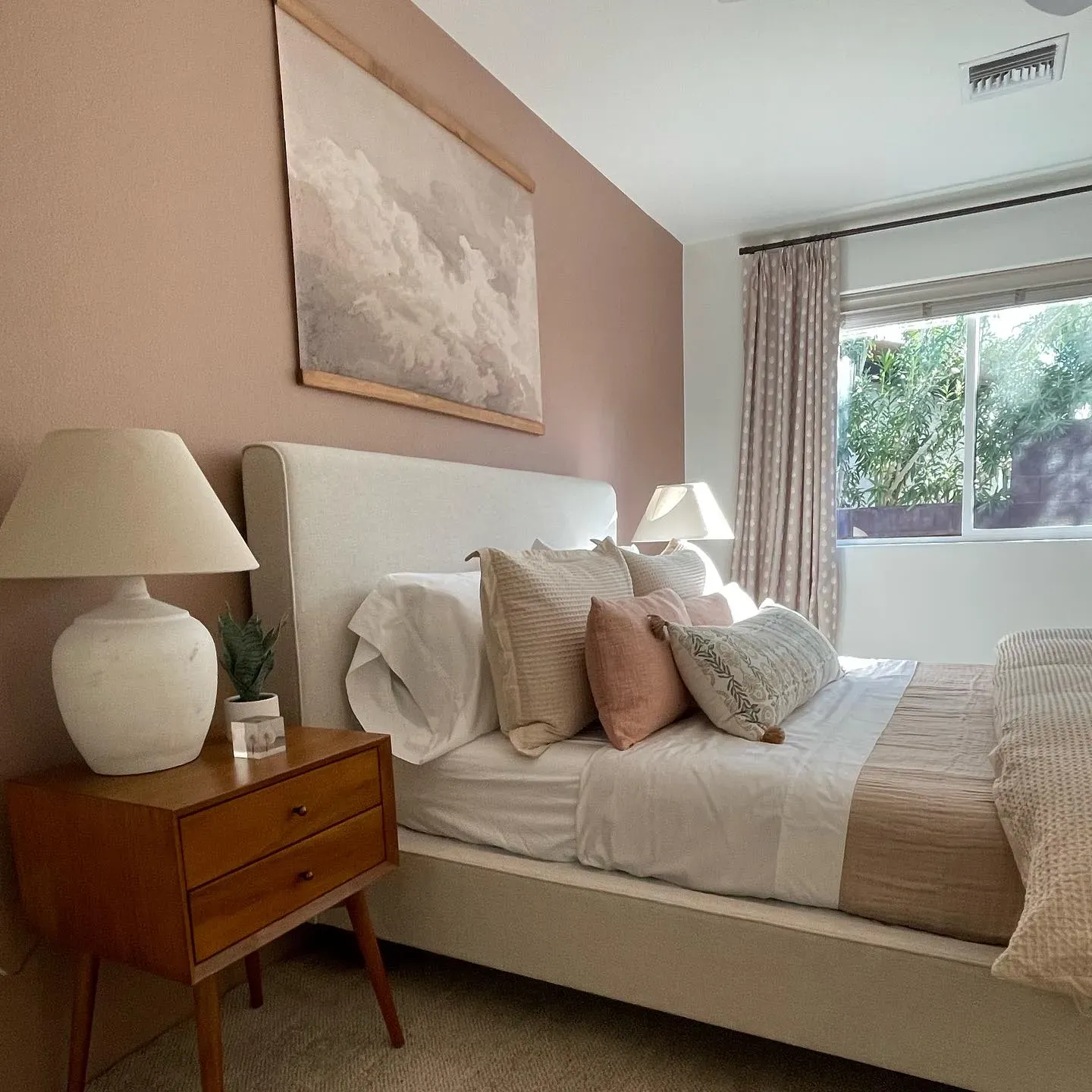 Sherwin Williams Redend Point bedroom accent wall 