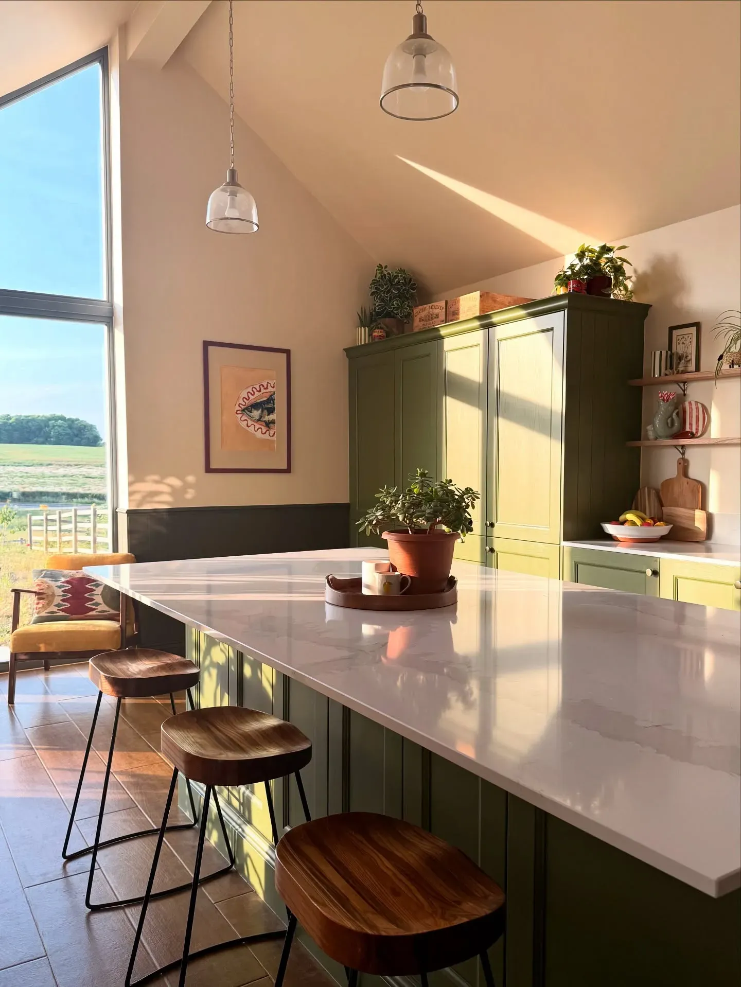 Farrow and Ball Reduced Green kitchen cabinets color