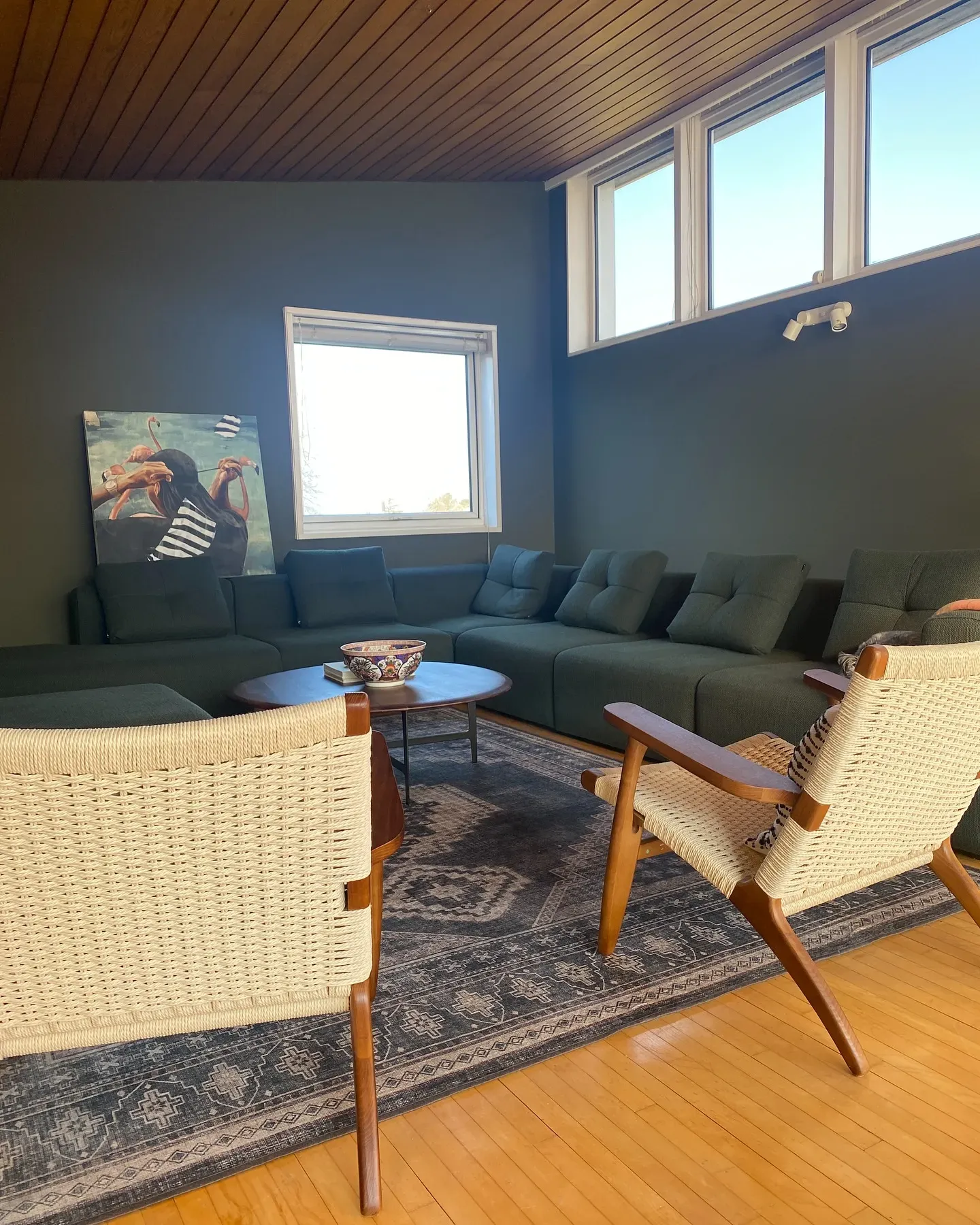 Reduced Green living room interior