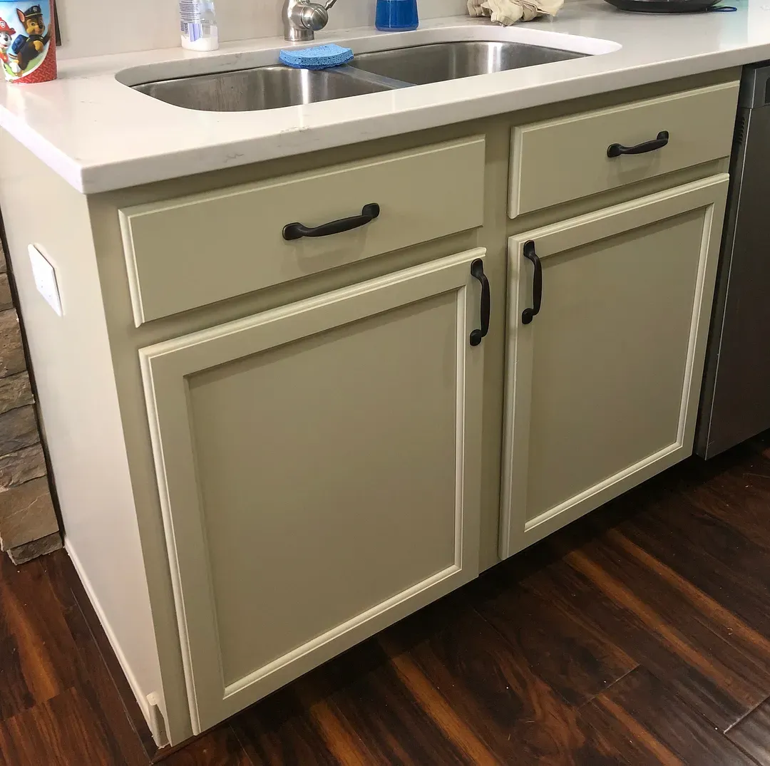 SW Relaxed Khaki kitchen cabinets 