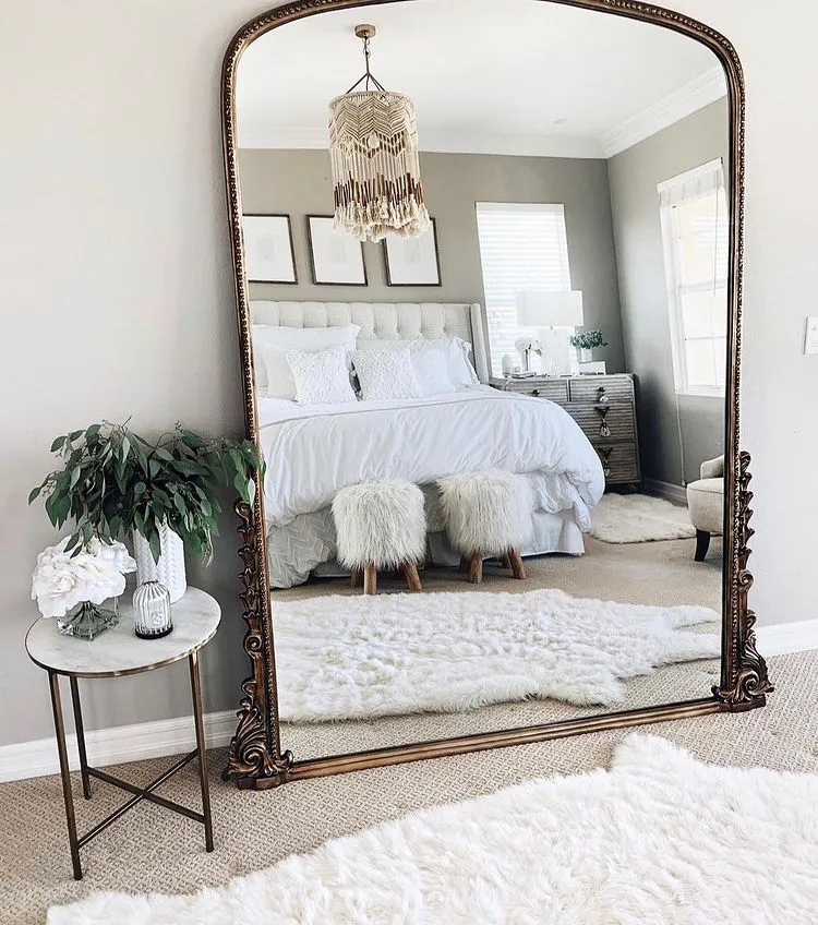 Bedroom interior with greige coating Revere Pewter