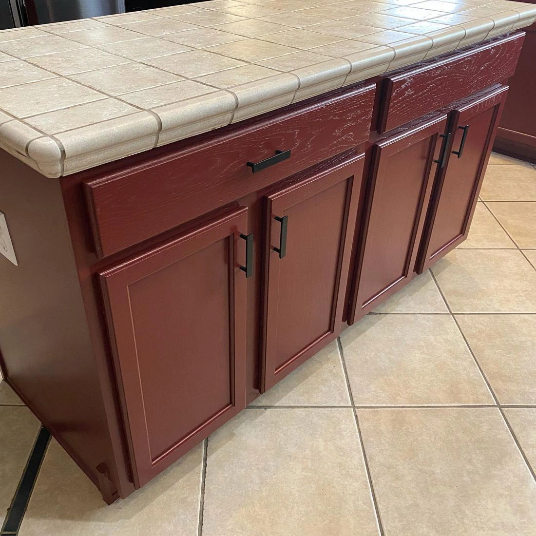 Sw rookwood red painted cabinets