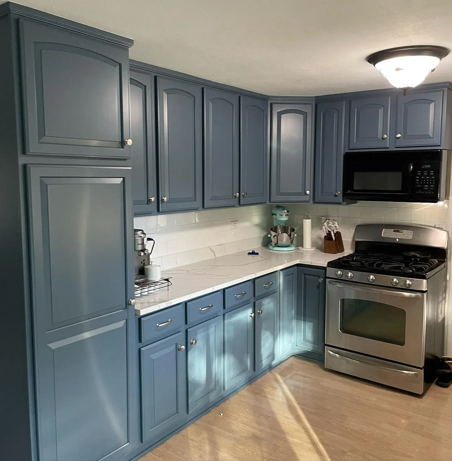 SW Smoky Blue kitchen cabinets color