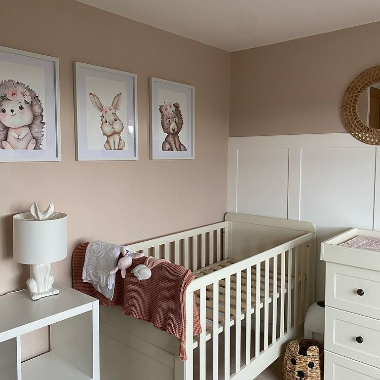 Pink scandi room for kids with Dulux Soft Stone