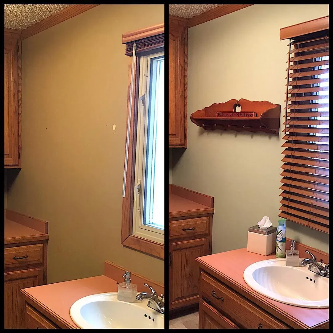 SW Softened Green bathroom makeover