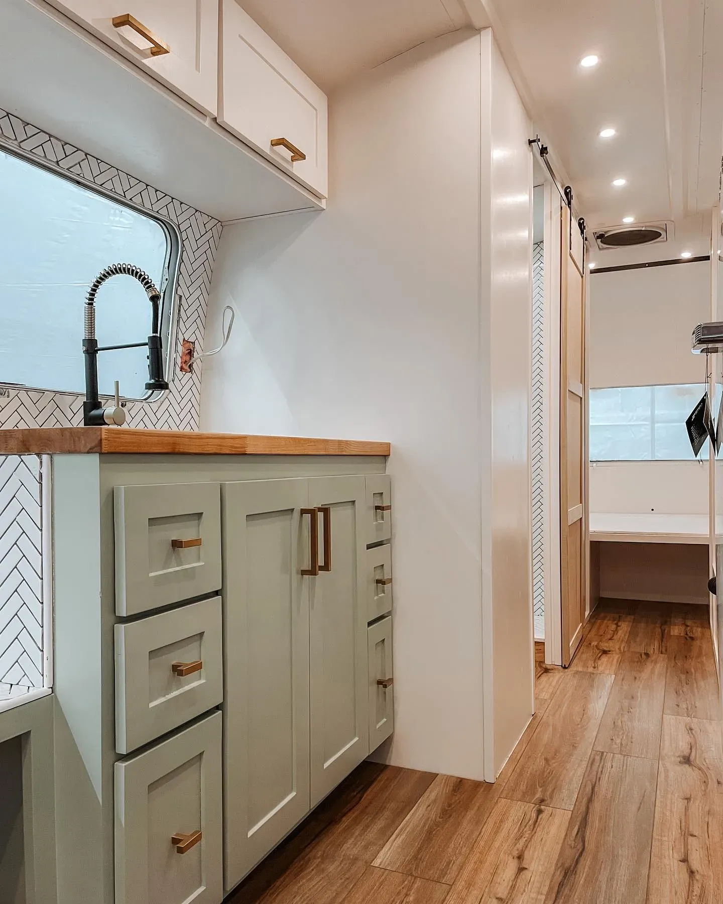 SW Softened Green kitchen cabinets paint review