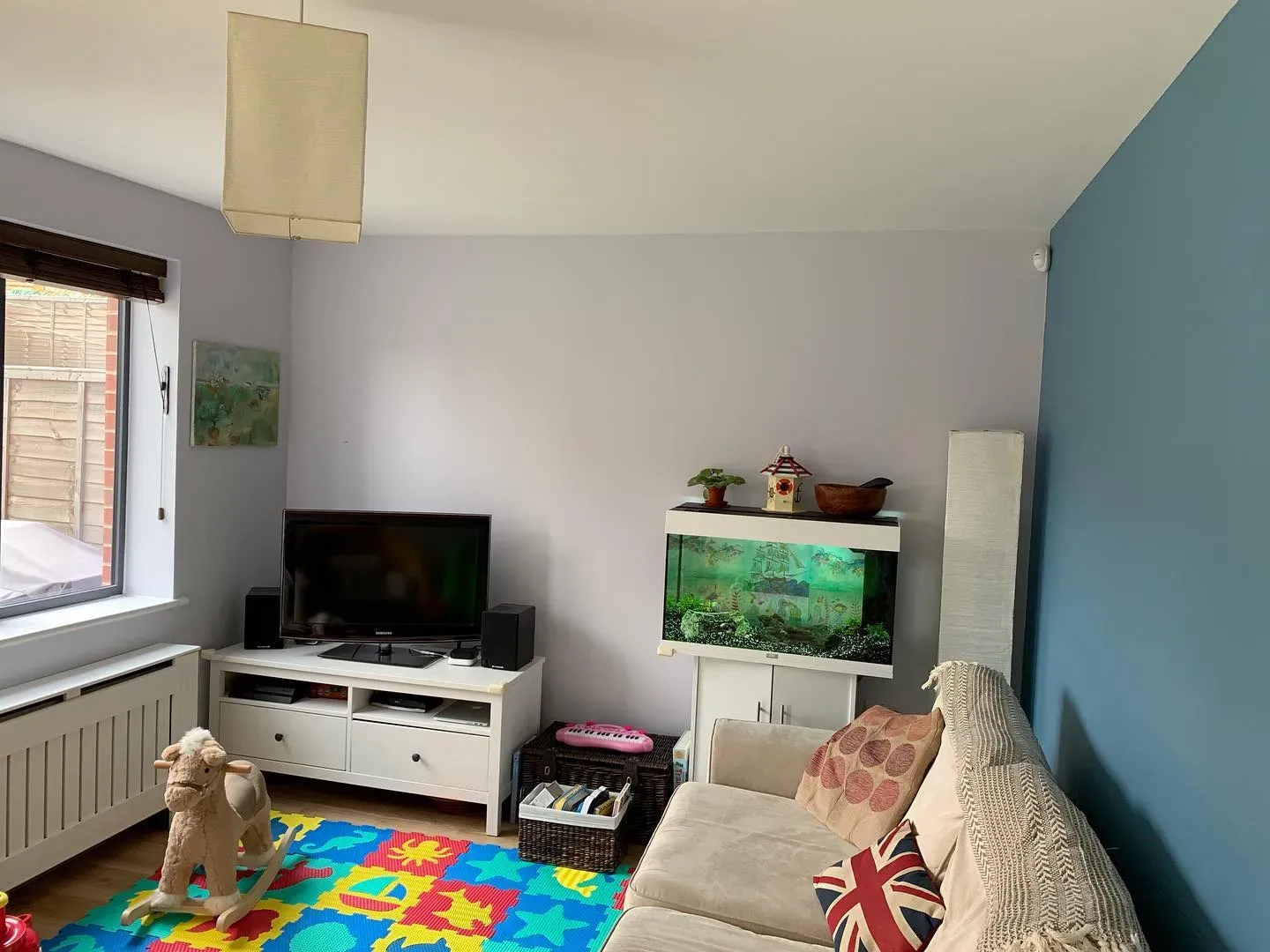 Stonewashed Blue living room accent wall