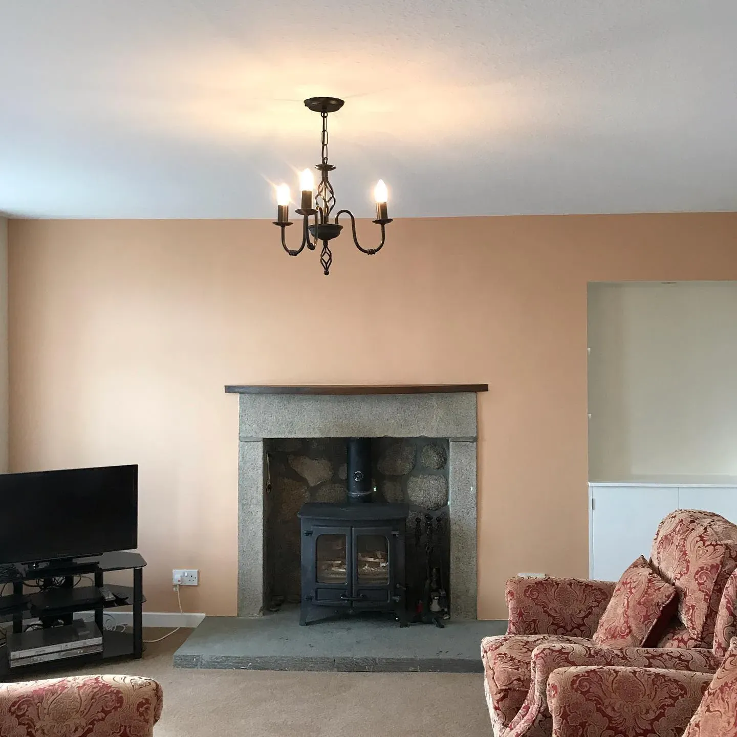 Sunbaked Terracotta living room fireplace paint review