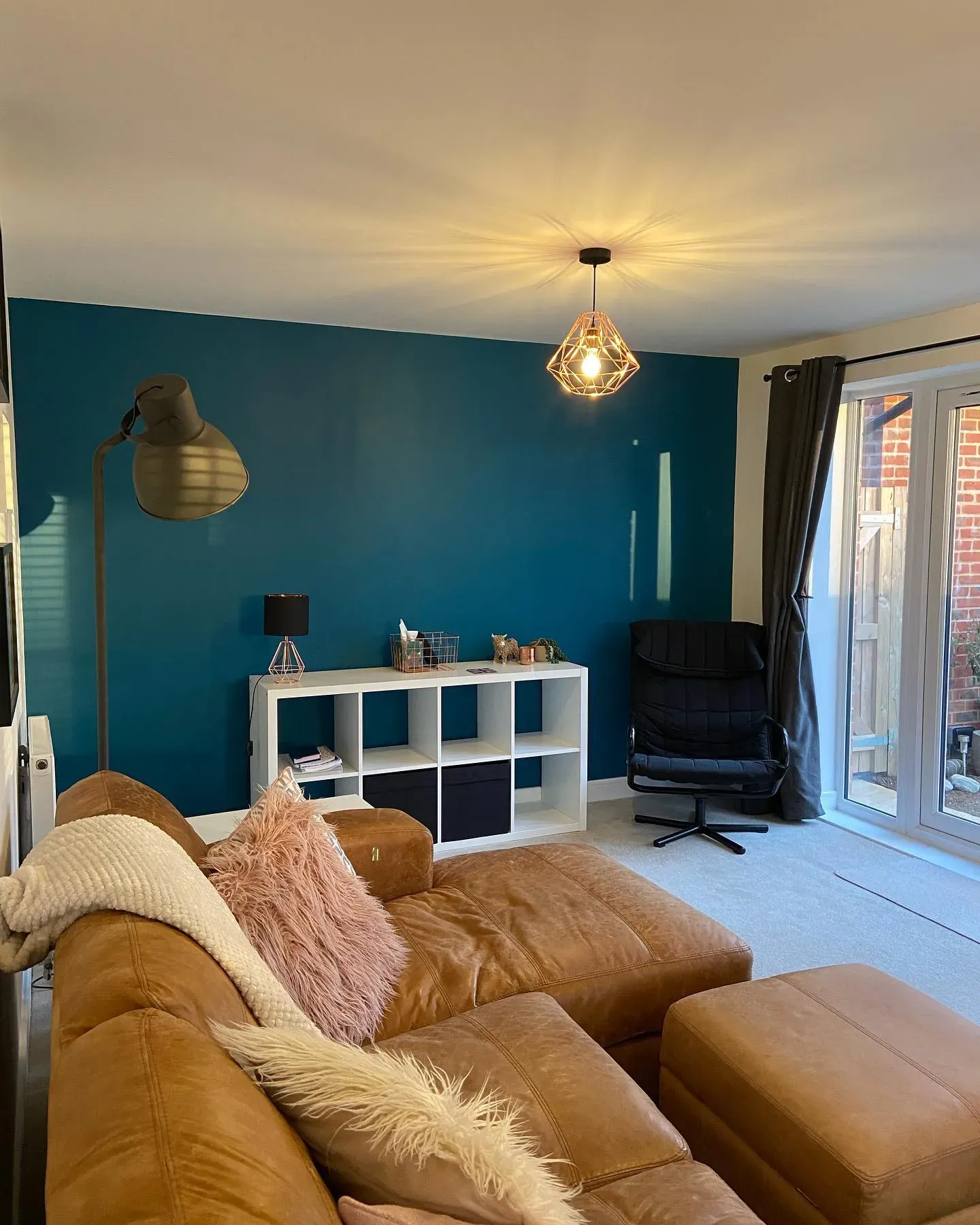 Dulux Teal Ripple living room accent wall