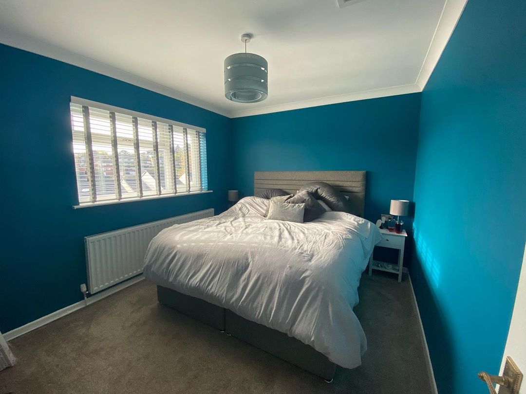 Dark blue bedroom interior design