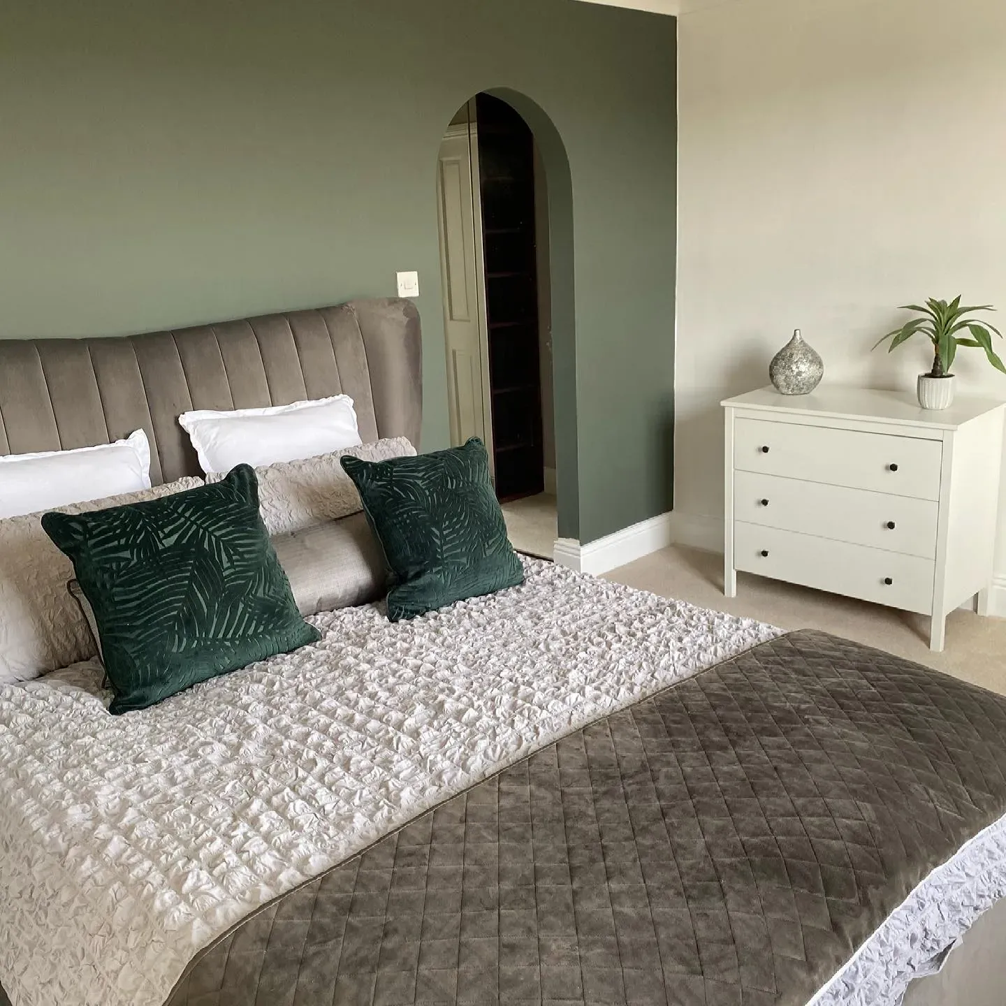 Dulux Trafalgar Grey bedroom accent wall