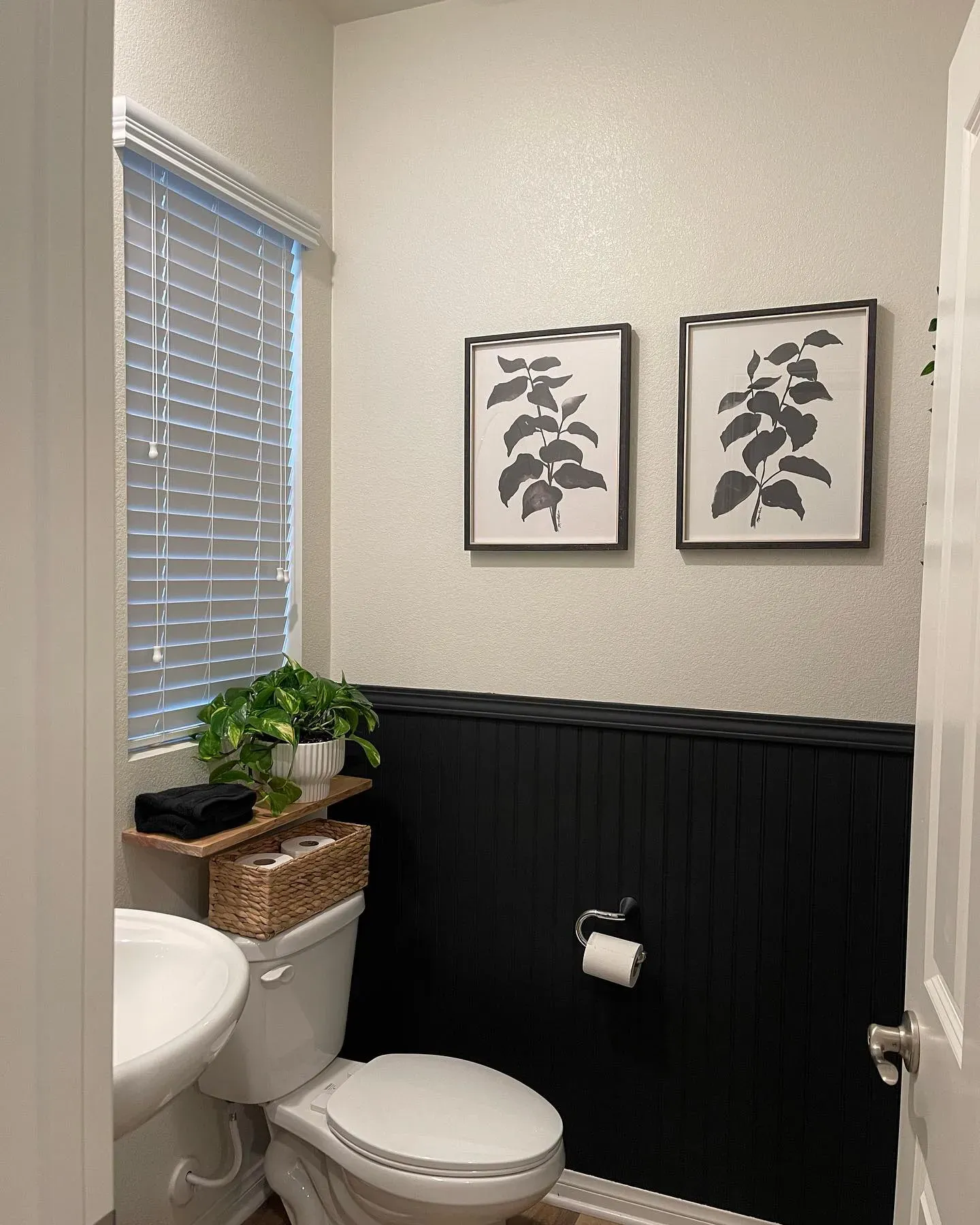 Sherwin Williams Tricorn Black Bathroom Wall Panelling