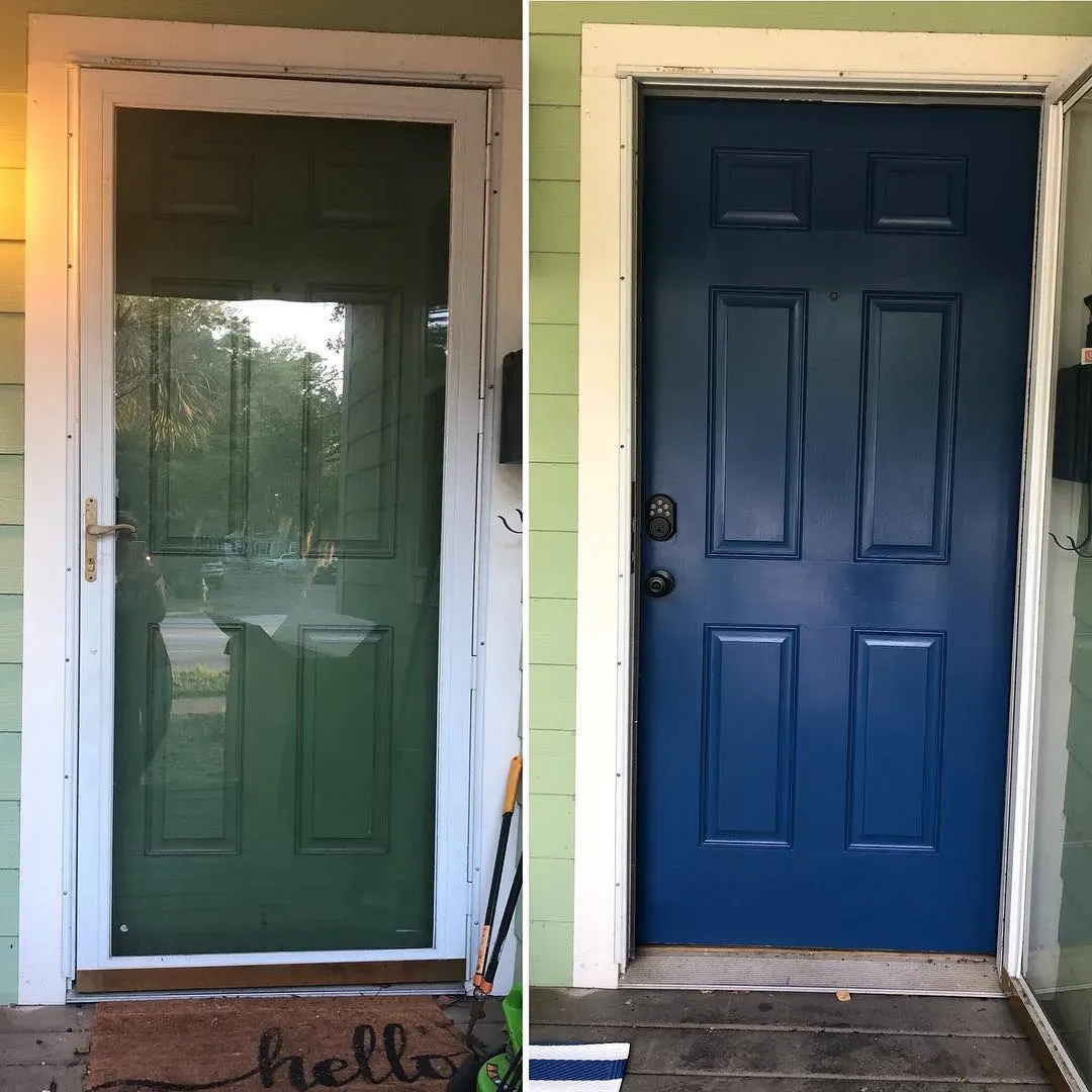 Behr Very Navy front door makeover